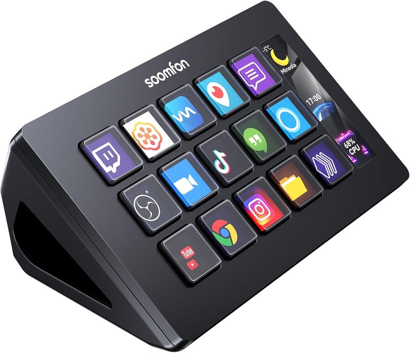SOOMFON Stream Controller Stream Control Deck with 15 LCD Macro Keys Customizable to Trigger Actions in OBS Twitch YouTube Compatible with PC & Mac for Content Creators Streaming Gaming - Image 1